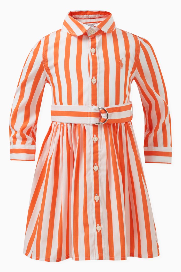 Striped Shirt Dress & Bloomers in Cotton, Orange