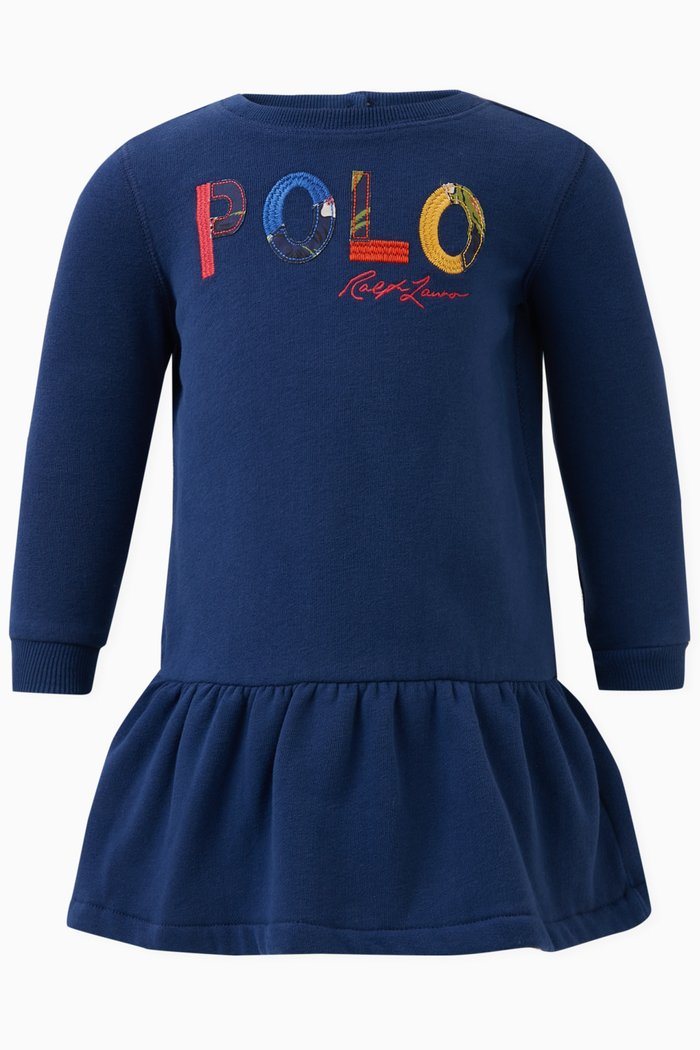 

Logo Dress in Cotton Blend Fleece, Blue