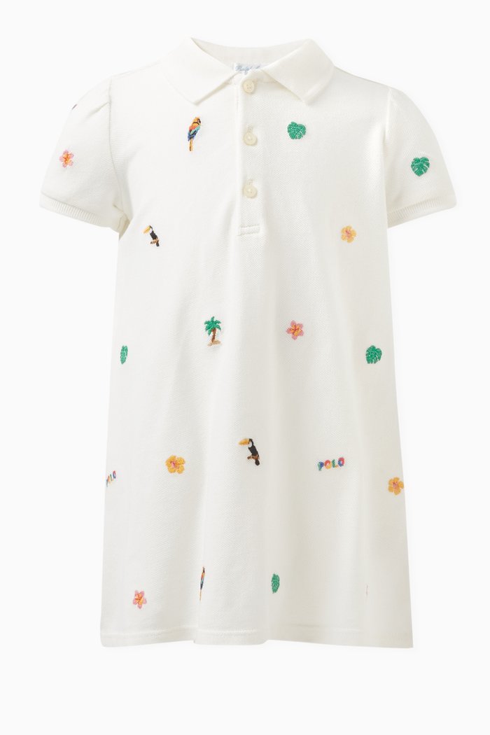 

All-Over Embroidered Detail Dress in Cotton, White