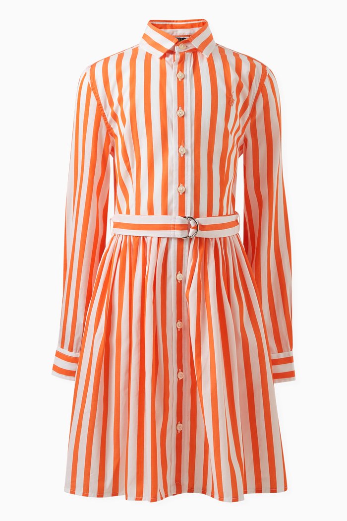 

Striped Dress in Cotton, Orange