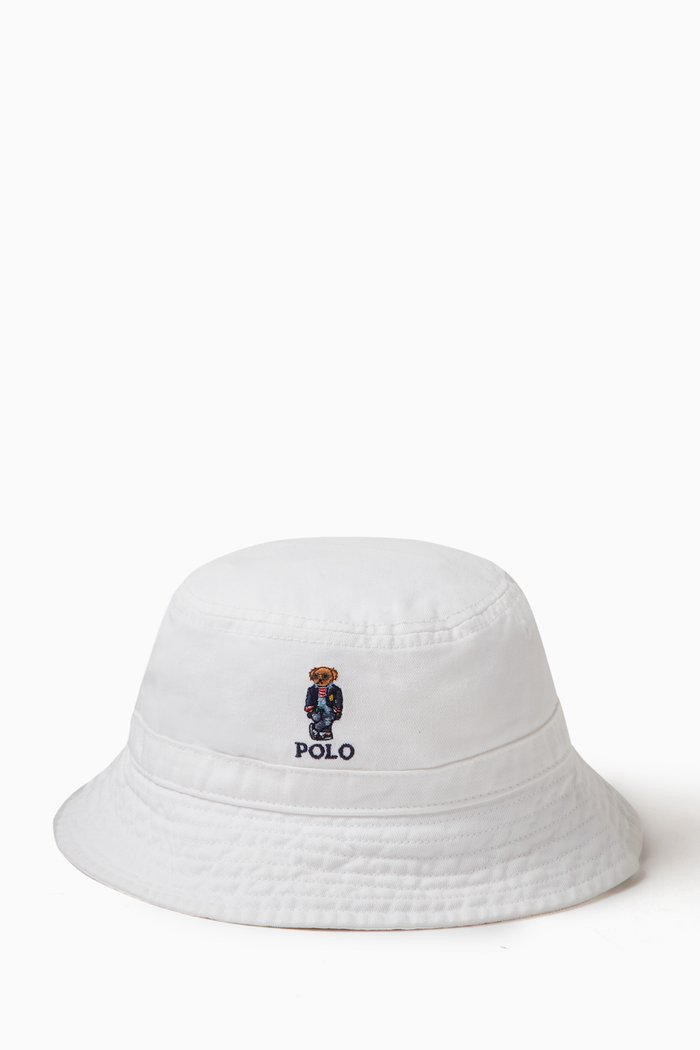 

Bear Bucket Hat in Cotton, White