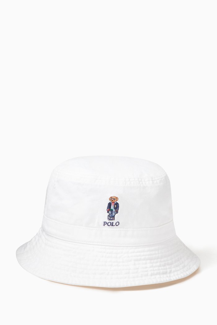 

Bear Bucket Hat in Cotton, White