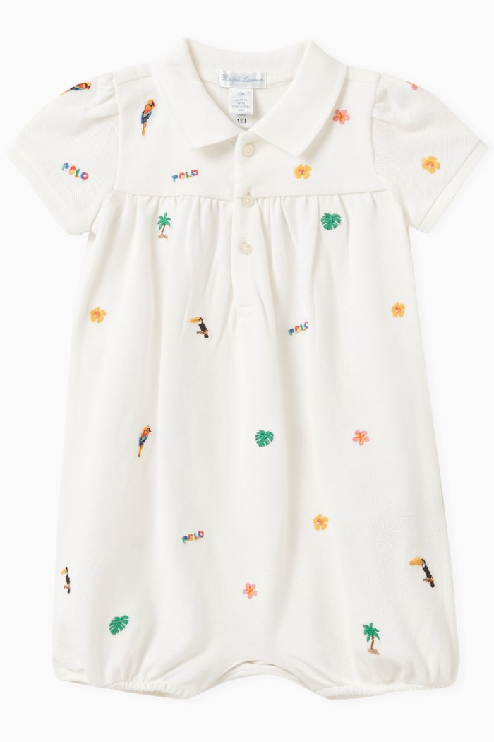 

All-Over Embroidered Detail Romper in Cotton, White