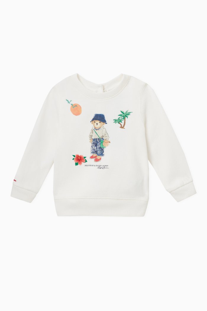 

Polo Bear Sweatshirt in Cotton-blend Fleece, White