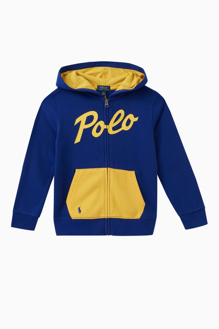 

Logo Hoodie in Cotton Blend Fleece, Blue