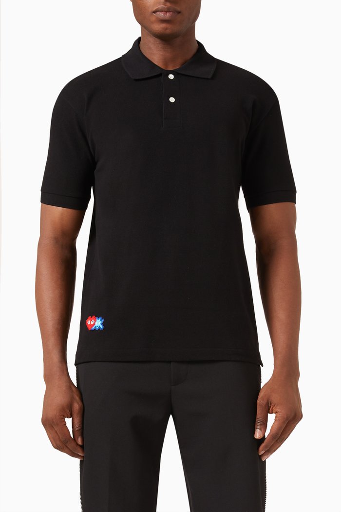 x Invader Polo Shirt in Cotton, Black