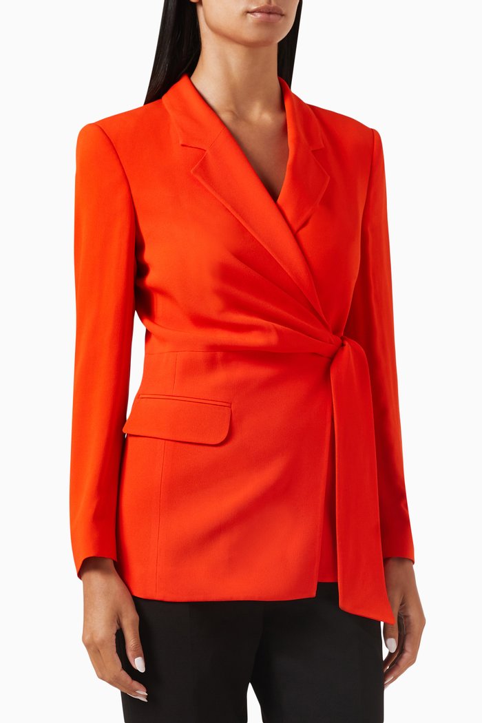 

Jawana Belted Blazer in Crepe, Orange