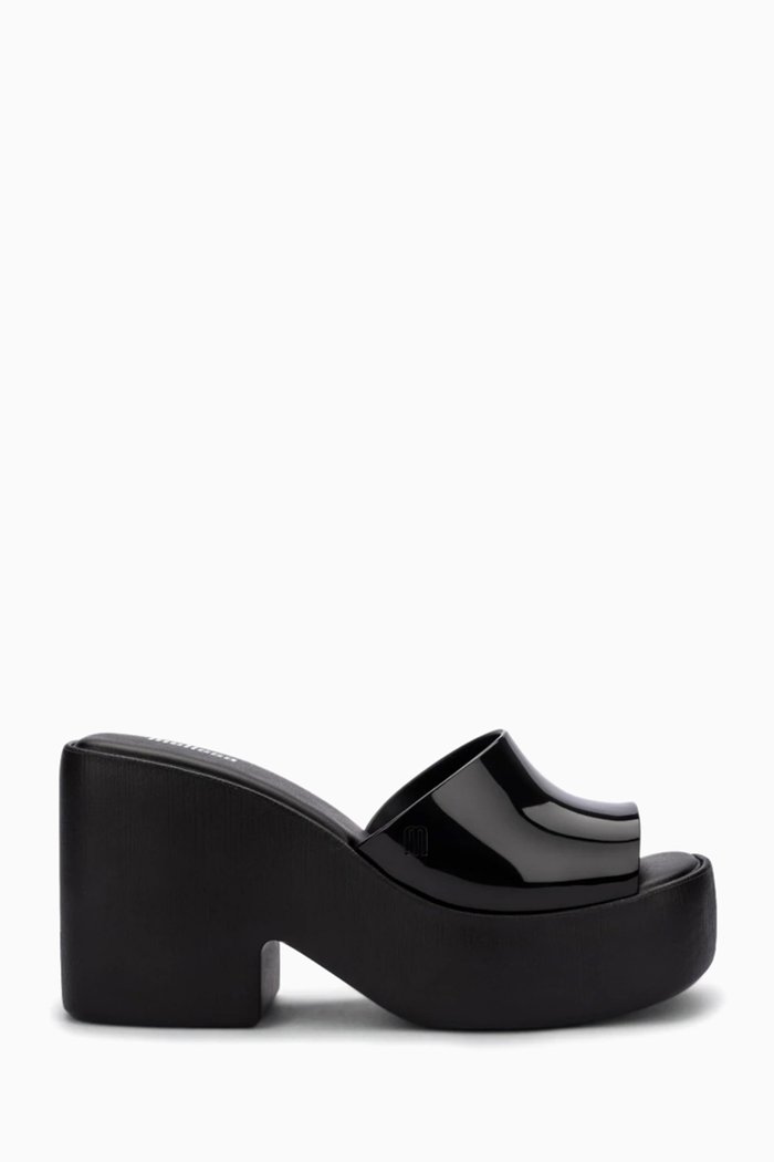

Chunky Heel Mules in Melflex, Black