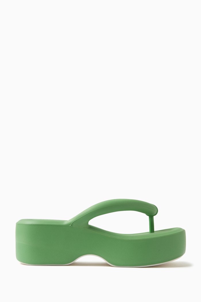 

Free Platform Flip Flops in Melflex, Green