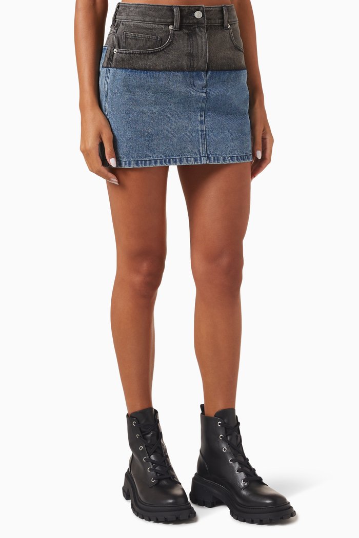 

Two-tone Mini Skirt in Denim, Blue