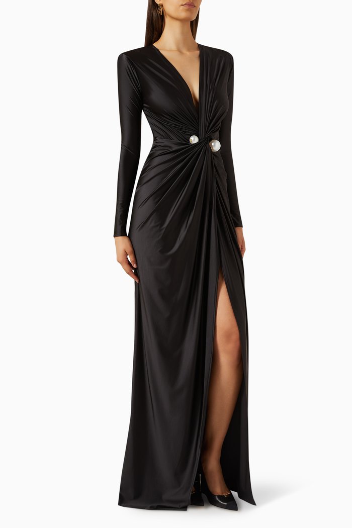

Red Carpet Pearl Maxi Dres in Lycra, Black