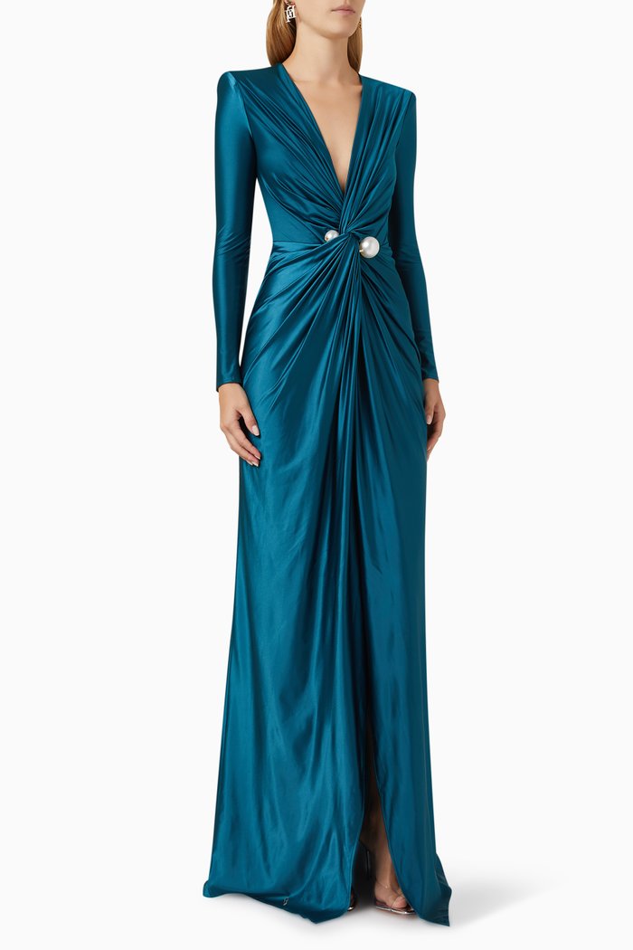 

Red Carpet Pearl Maxi Dres in Lycra, Green