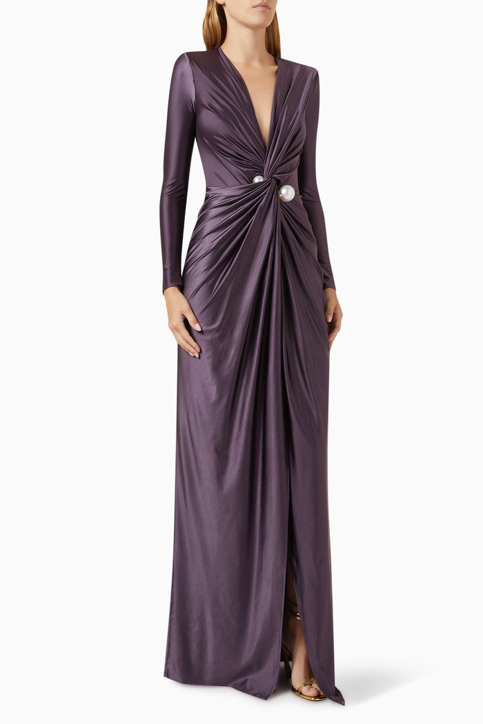 

Red Carpet Pearl Maxi Dres in Lycra, Purple