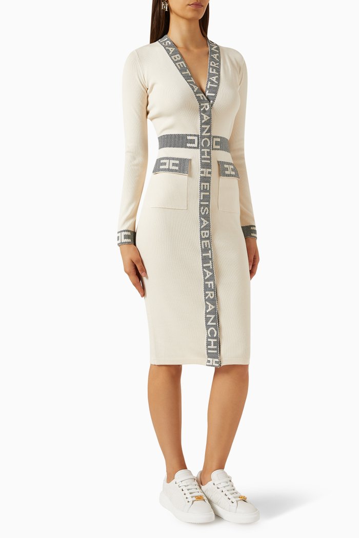 

Midi Shirt Dress in Knit, Neutral