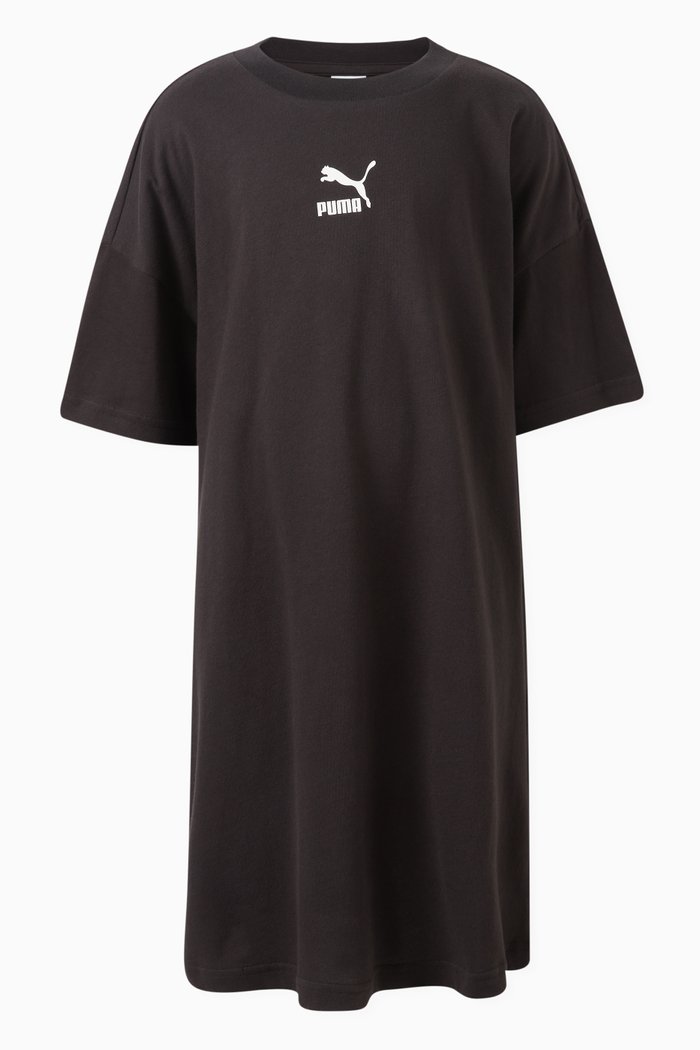 Logo-print T-shirt Dress in Cotton, Black