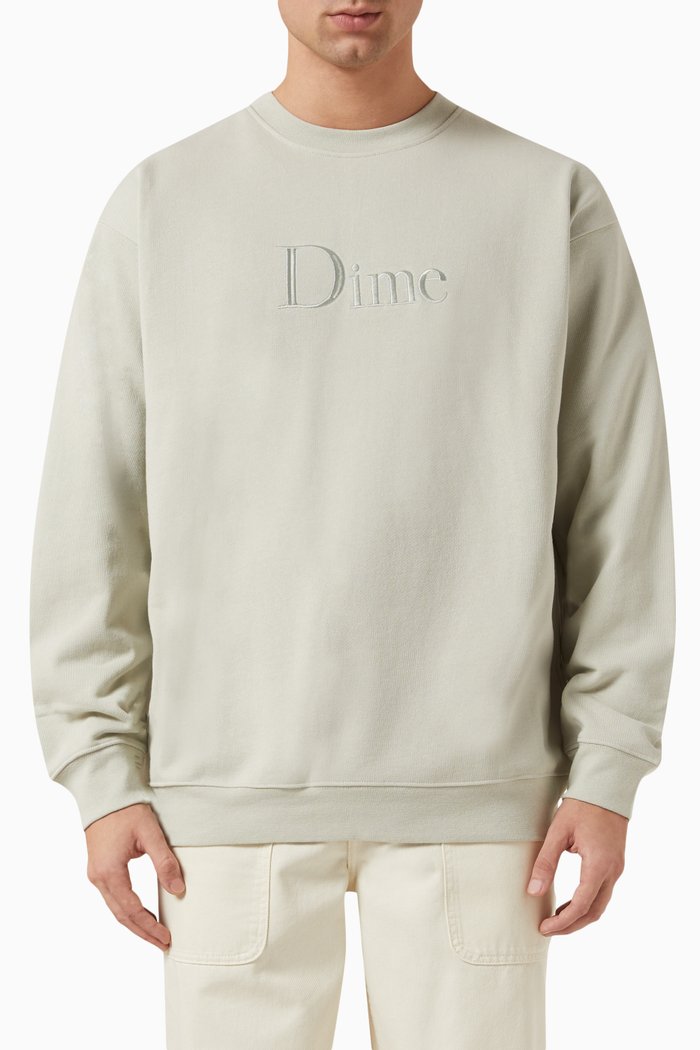 Classic Logo Crewneck Sweatshirt in Cotton, Grey