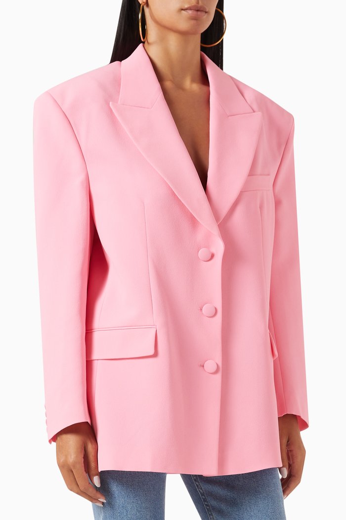 Oversized Blazer in Silk Blend, Pink