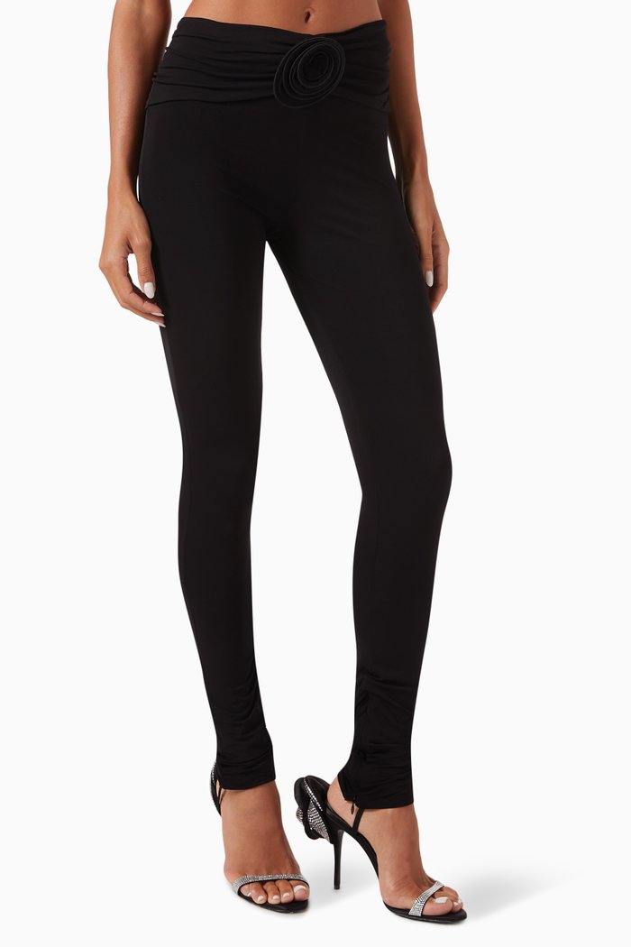 

Floral Leggings in Stretch Jersey, Black