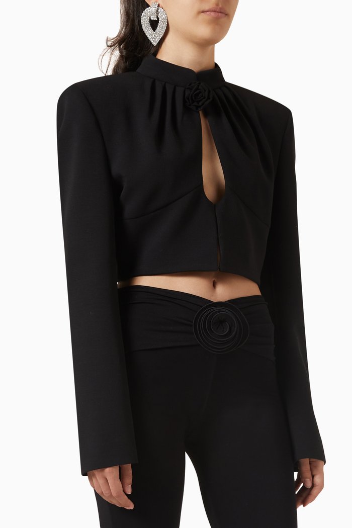 

Keyhole Cropped Jacket in Wool, Black