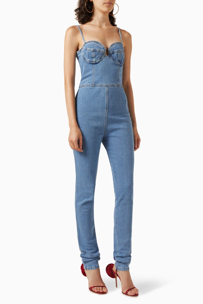 

Bustier Jumpsuit in Denim, Blue