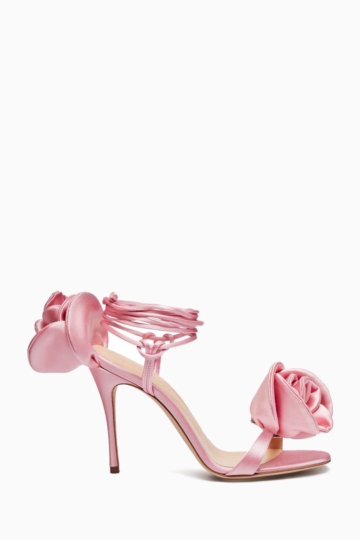 

3D Rose 105 Sandals in Satin, Pink