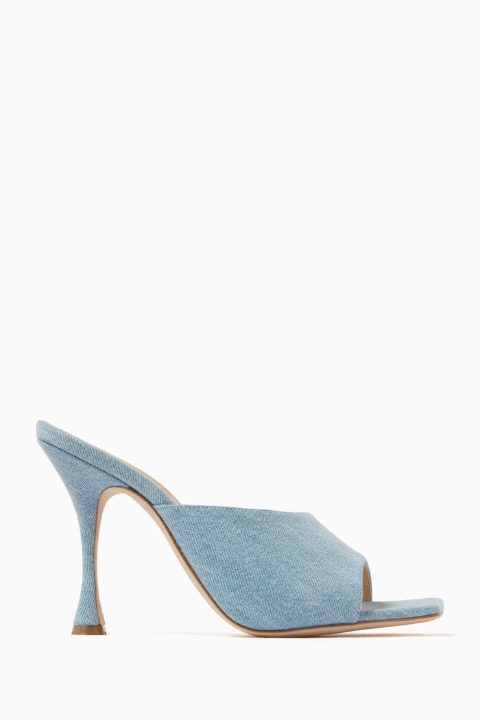

Square-toe 105 Mule Sandals in Denim, Blue