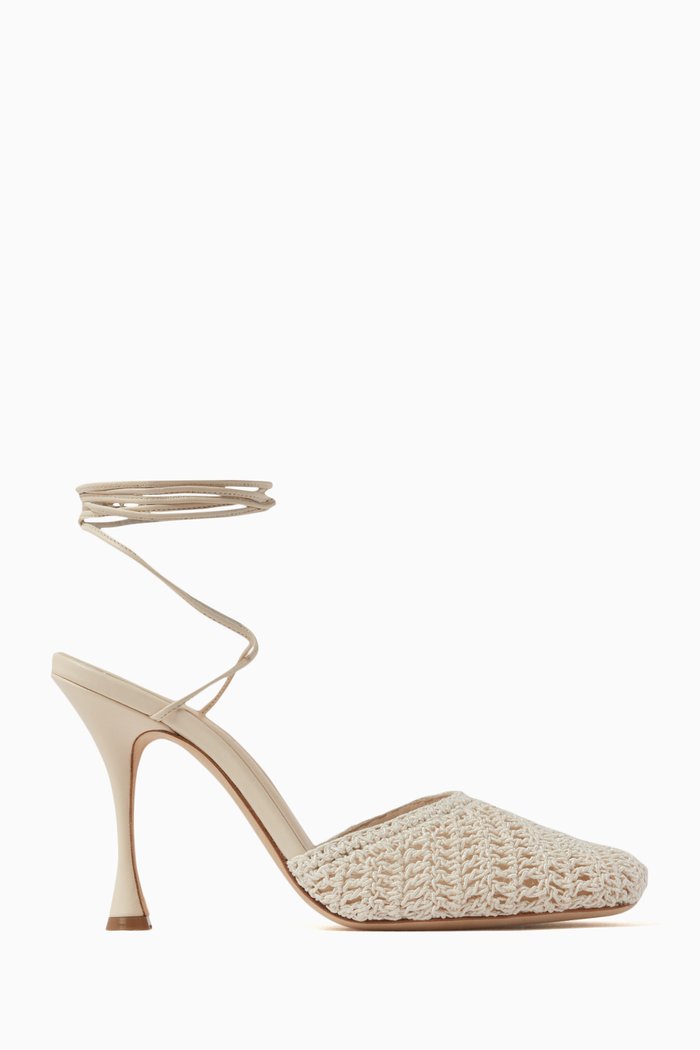 

Lace-up 105 Pumps in Crochet & Leather, Neutral