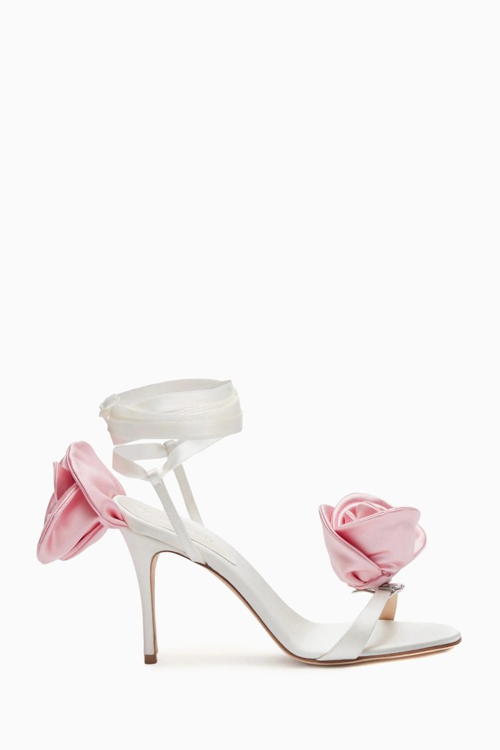 

Flower 90 Lace-up Sandals in Satin, Pink