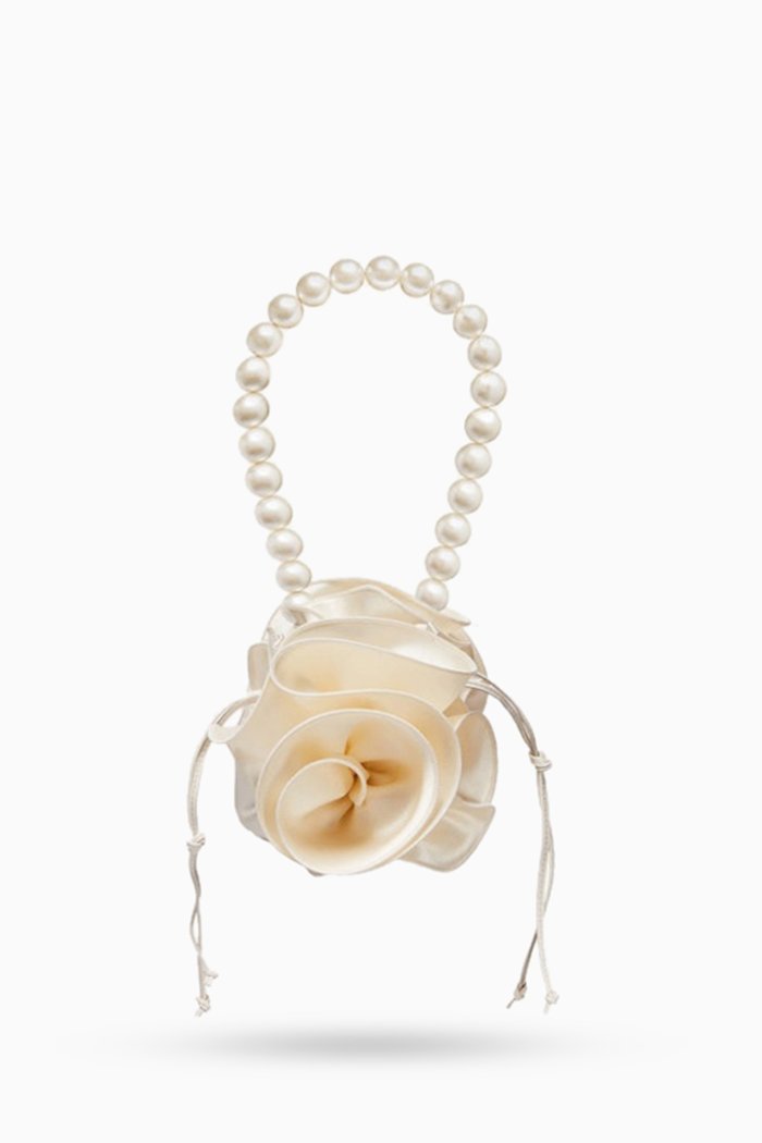 

Small Pearl Magda Bag in Silk-blend Satin, Neutral