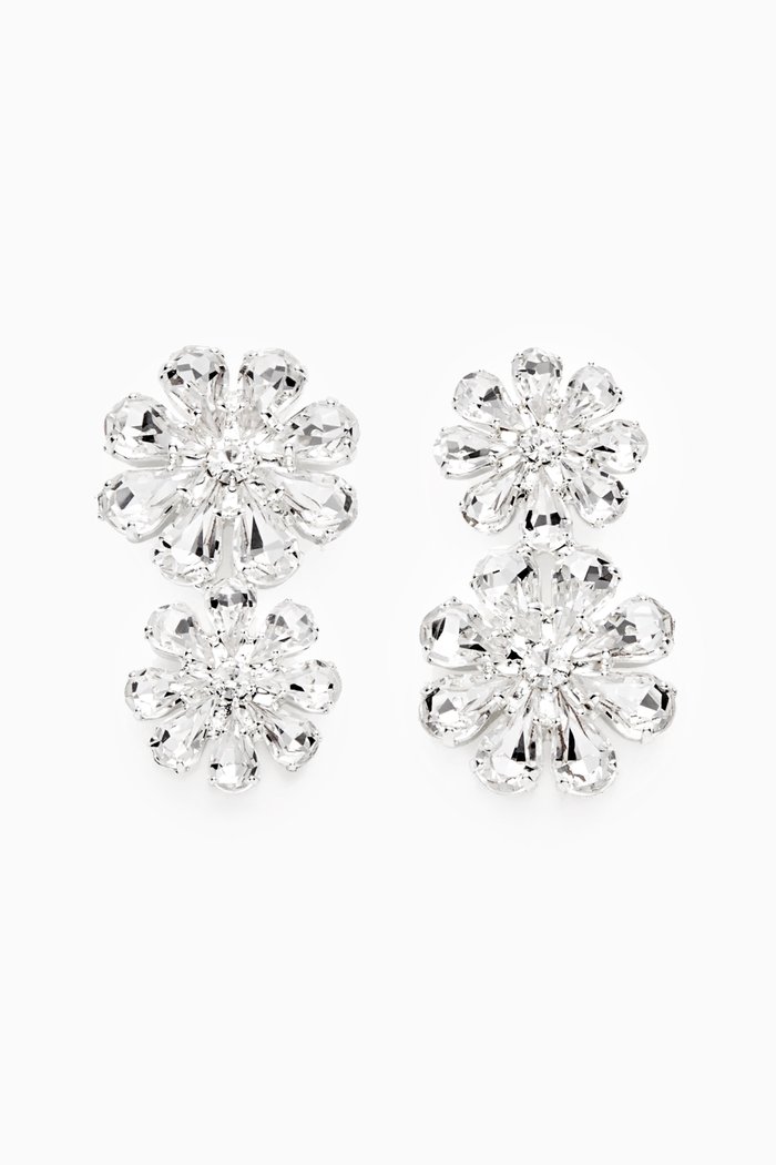 

Mismatched Petal Flower Earrings in Plated Brass, Silver
