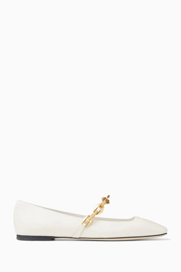 

Diamond Tilda Flats in Leather, Neutral