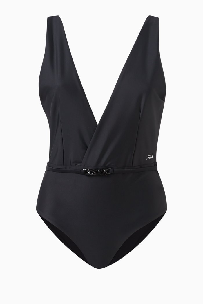 

DNA Belted One-piece Swimsuit in Jersey, Black