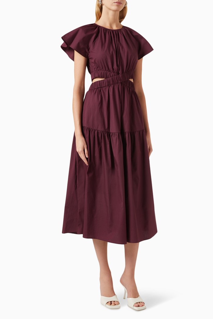 

Allegra Cut-out Midi Dress in Cotton, Purple