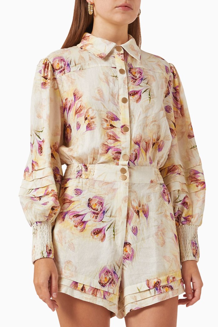 Ace Floral-print Playsuit, White