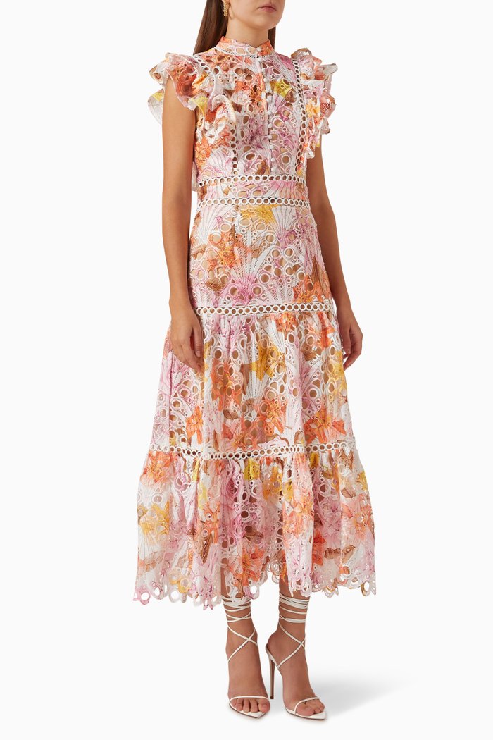 

Nellie Maxi Dress in Lace, Orange