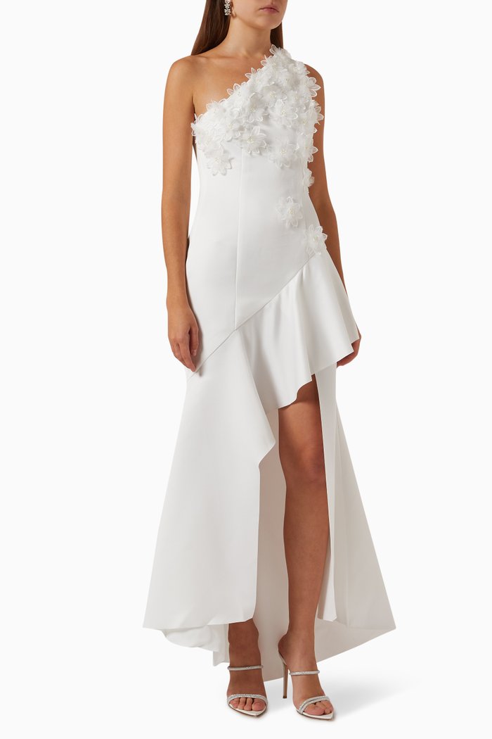 Tahlia Gown in Duchess Satin, White