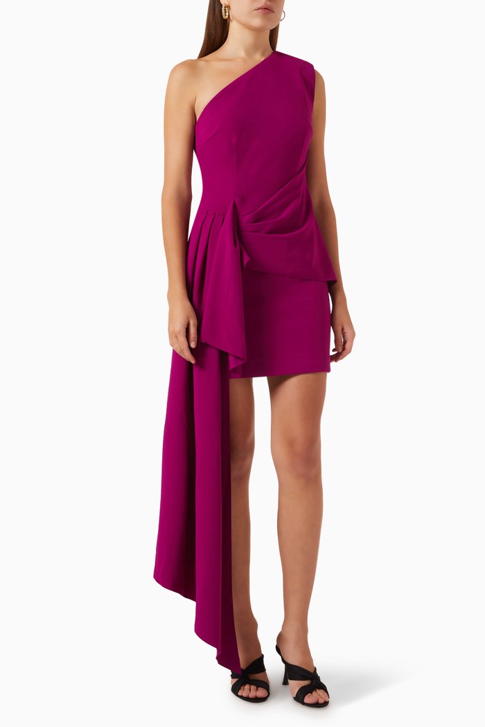 

Caicos One-shoulder Dress in Stretch-crepe, Purple