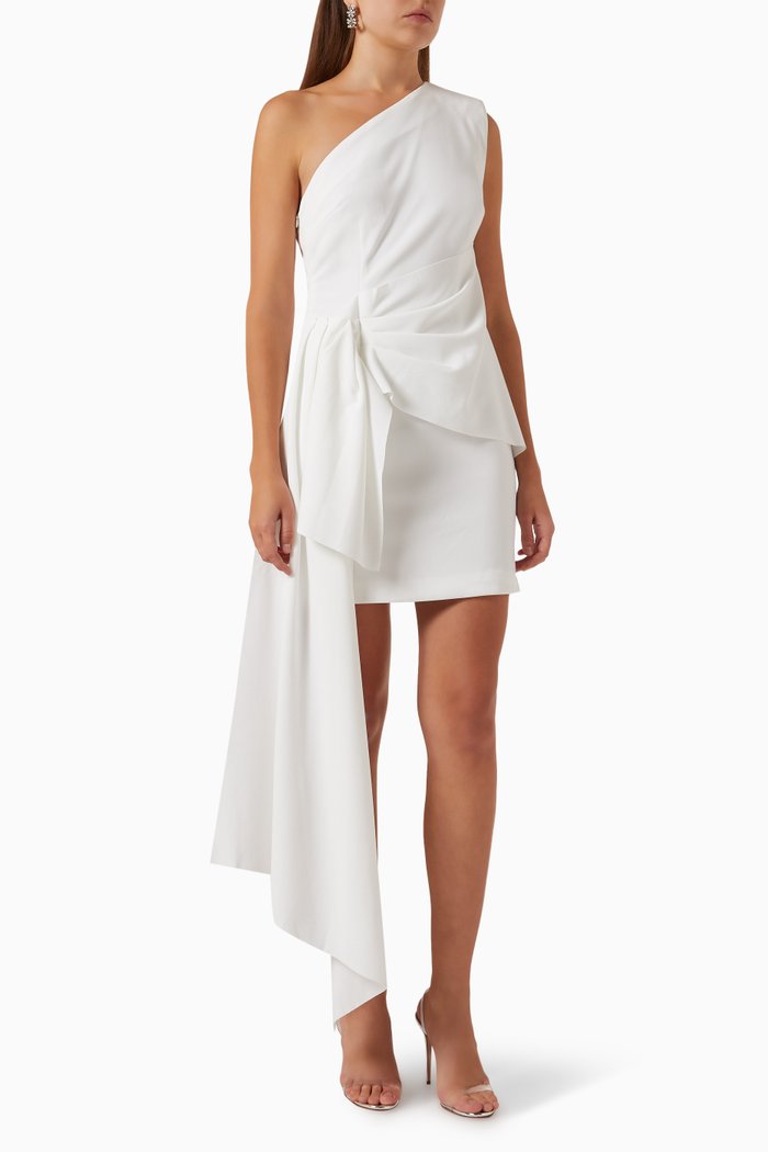 

Caicos One-shoulder Dress in Stretch-crepe, White