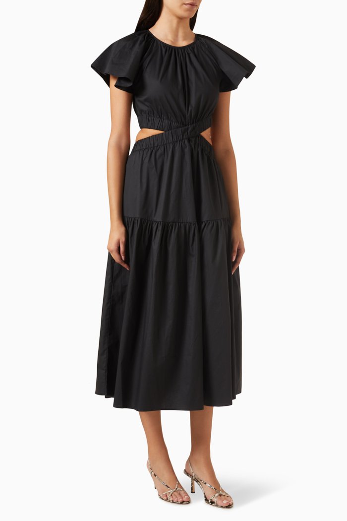 

Allegra Cut-out Midi Dress in Cotton, Black