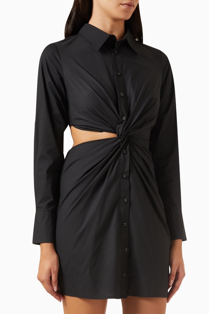 

Allegra Twist Shirt Dress in Cotton, Black