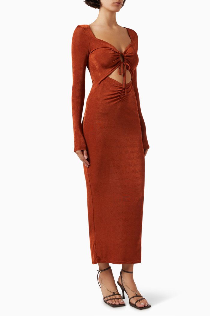 

Azra Cut-out Midi Dress in Stretch-jersey, Orange
