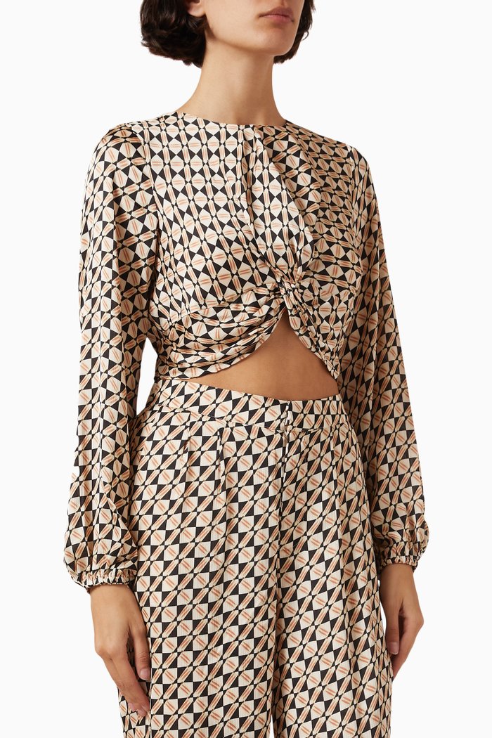 

Cece Twist Crop Blouse, Multicolour
