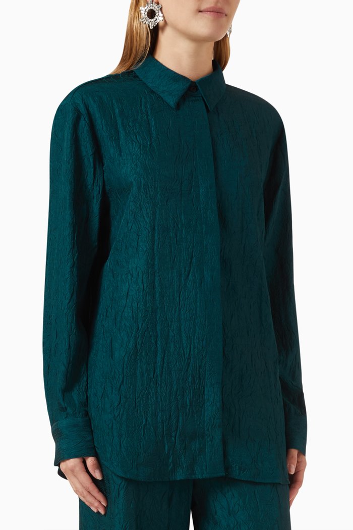 Eclipse Shirt in Crinkle Crepe, Green