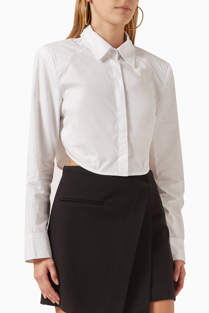 Evoke Crop Shirt in Cotton, White