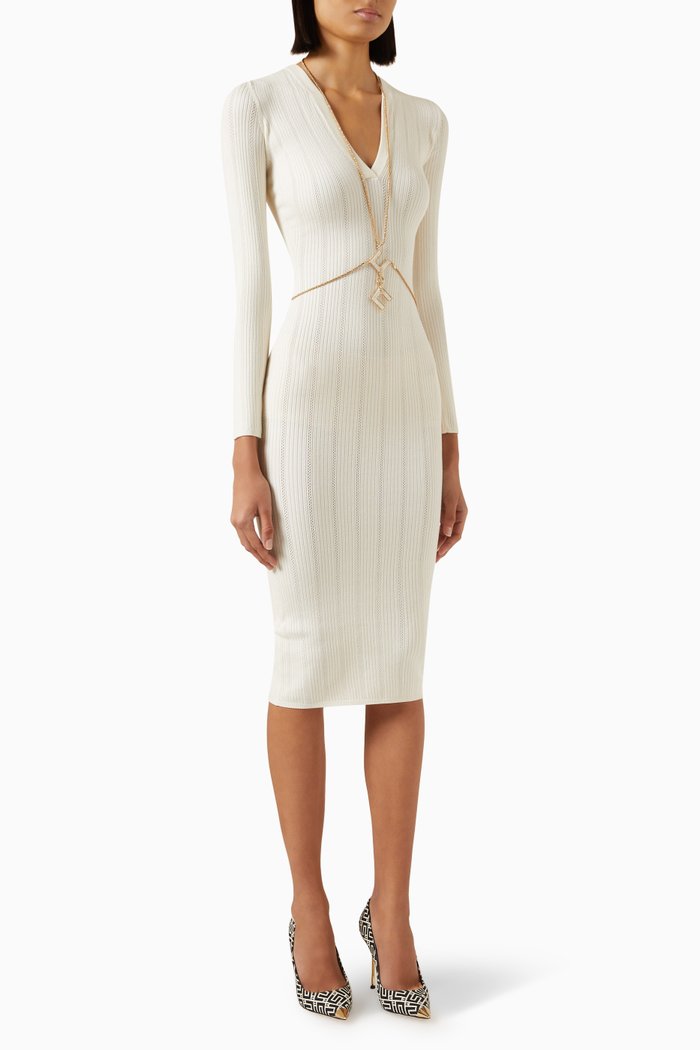 

Midi Dress in Ribbed-knit, Neutral