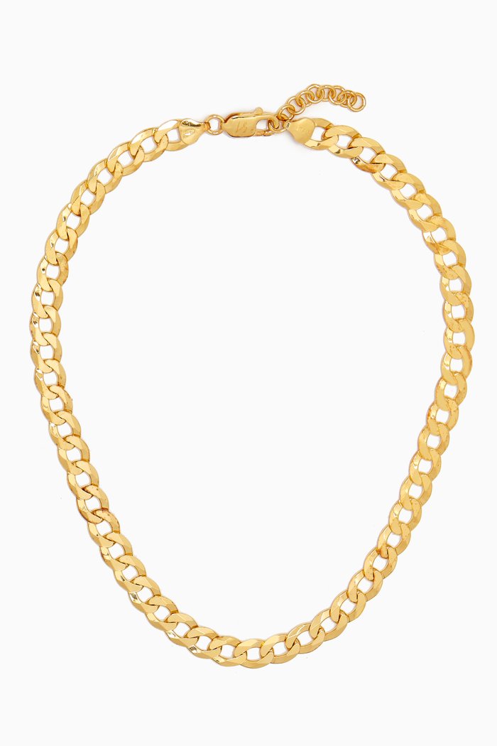 

Flat Curb Chain Necklace in 14kt Gold Vermeil, Yellow