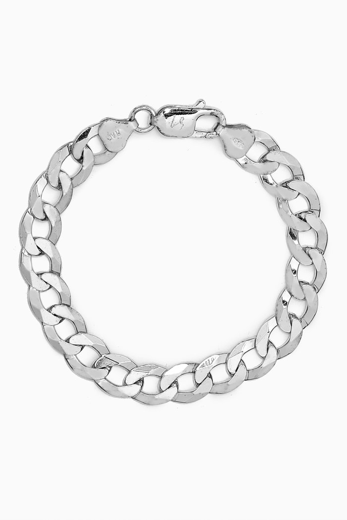 Flat Curb Chain Bracelet in Sterling Silver