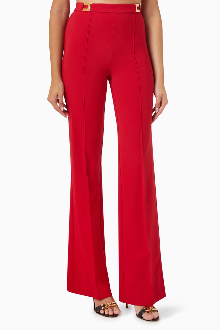 

Logo Plaque Pants in Crepe, Red