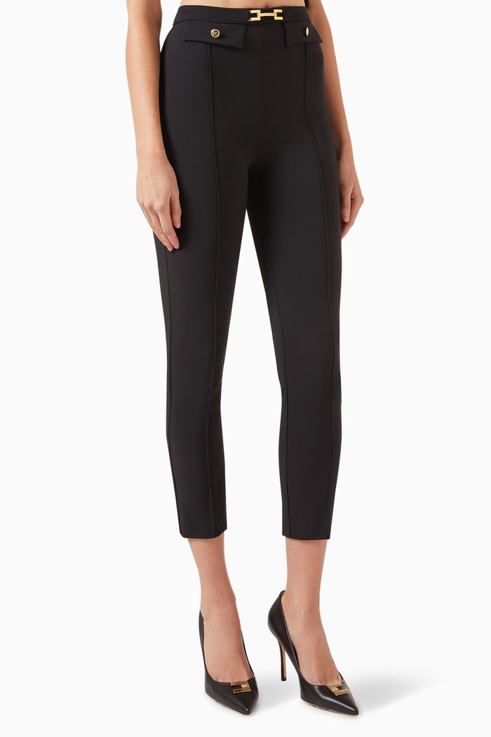 

Horsebit-detail Pants in Crepe, Black