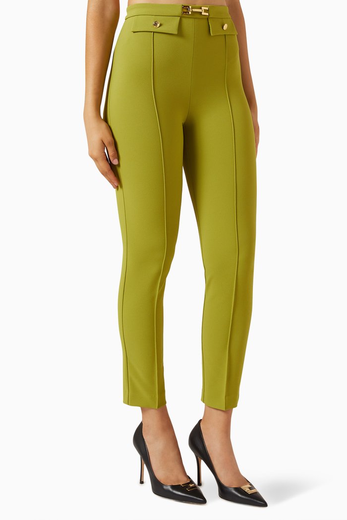 Horsebit-detail Pants in Crepe, Green